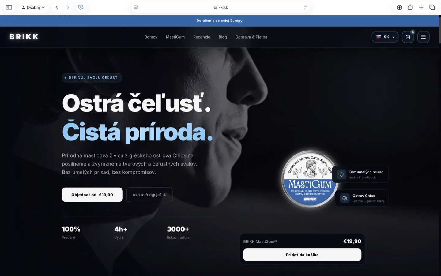 E-shop BRIKK zachytený na desktopovej šírke