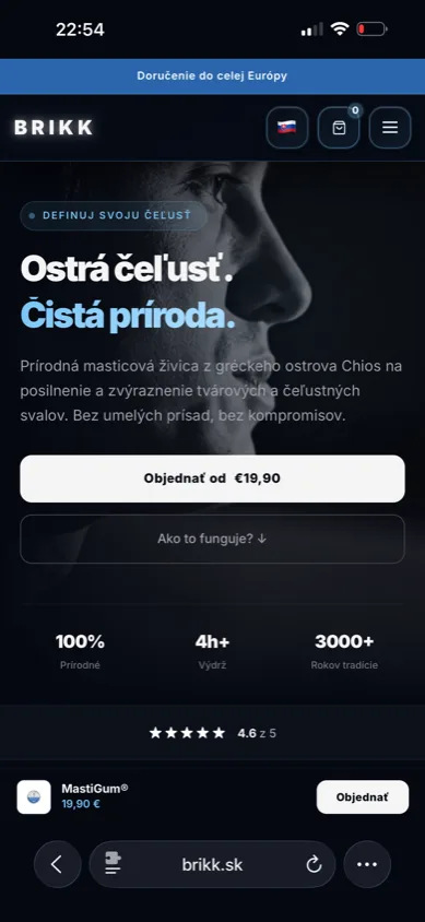 E-shop BRIKK zachytený na mobilnej šírke