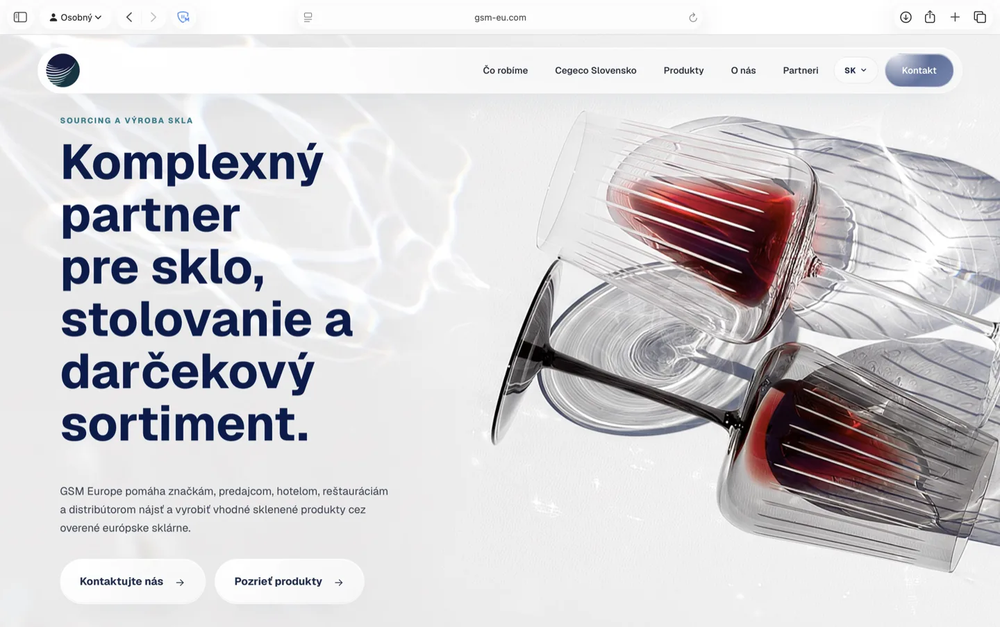 B2B stránka GSM-EU zachytená na desktopovej šírke